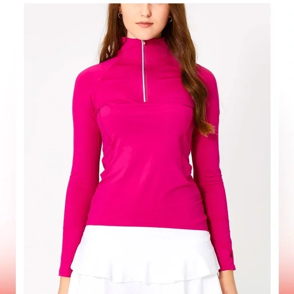 BloqUV Women's Half Zip Top - Passion Pink small - Picture 2 of 8